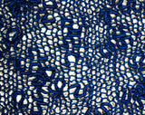 XS 1940s Cobalt Blue Dress - Gorgeous Sheer See-Through 40s 50s Rayon Knit - Ribbonwork Rhinestones & Beading - Long and Lean - Waist 24
