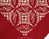 Beautiful Cotton Textile - Top Quality Rectangular Canvas Table Runner - Arts & Crafts Minimalist Brick Red Ivory Art Nouveau Screen Print