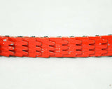 Disco Chic 1970s Red Scales Stretch Belt - Size 6 to 14 - Small Medium Large - 70s Glamour Nightclub Chic - Enamel Metal Rhinestones