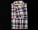 Size 10 Boy's Shirt - 1960s Plaid Cotton Oxford Shirt - Child's Long Sleeved Summer Fall 50s 60s Button Front Top - NOS Folded Deadstock
