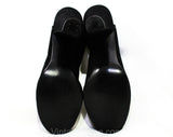 Size 6 1930s Black Shoes - Unworn Suede Peep Toe Pumps with Top Stitching - Beautiful Authentic 30s 40s High Heels - Chic NOS Deadstock
