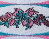 1950s Kitchen Towels - Set of TWO - Kitsch Fruits Still Life Graphic - Mid Century Pink & Turquoise Blue 50s 60s Terrycloth - Pair 2 Pcs