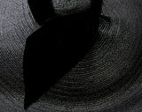 Black 1950s Wide Brim Saucer Hat - 40s 50s American Designer Keneth Hopkins - Gorgeous Diva Chic From Hollywood Estate - Straw & Velvet
