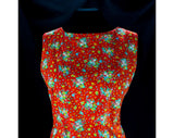 Size 10 Orange Dress - 1960s Floral Cotton by Liberty of London - 60s Soft Tailored Sleeveless Summer Shift - Co Co Shop Label - 46815