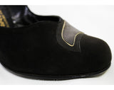 Size 5.5 1940s Gray Shoes - Two Tone 40s Charcoal Suede High Heels - 5 1/2 Pumps with Asymmetric Curves & Rounded Toes - 40's NOS Deadstock