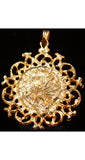 FINAL SALE Antique Style Rose Motif Pendant with Lyrical Detail for Necklace - Spring Goldtone Metal - 1960s Elegant Ornate Floral Charm