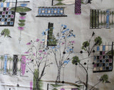 1950s Quirky Quilt - Novelty Print Cotton Couch Throw Blanket - Mid Century Scenes - 50s Newsprint - Fruits & Veggies - Old Barkcloth