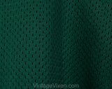 1970s Boys Football Jersey - Size 8 to 10 Boy's 70s Long Sleeved Sports Shirt - See Through Forest Green Athletic Knit Deadstock - Chest 28