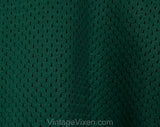 1970s Boys Football Jersey - Size 12 to 14 Boy's 70s Long Sleeved Sports Shirt - See Through Forest Green Athletic Knit Deadstock - Chest 32