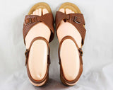 Size 7 1/2 Unworn Brown Leather Sandals - 1980s Softspots Shoes - Soft Spots Retro Summer Sandal - NOS Deadstock - 7.5W - Wide Width - 46970