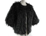 Small Bonnie Cashin 1960s Suede Jacket with Shaggy Reversible Lining - 60s Rare Design - Brown Black Gray Mod Designer Faux Fur - Bust 34.5