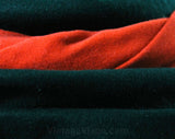 1940s Hat by Lilly Dache - Late 40s New Look Forest Green Felt Saucer with Coral Orange Knit Turban Style Trim - Paris New York Label