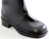 Boys Black Boots - Child Size 8.5 - Authentic 1950s 1960s Boy's Black Leather Boot - 60's Little Gents Shoes - 8 1/2 D - NOS Deadstock