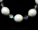 50s Baroque Pearl Necklace - Crystal Beads & Goldtone Filigree - 1950s Glamour - Beautiful Antique Inspired Chic - White Silver Gold Elegant