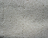 1950s White Evening Bag - Hand Beaded Formal Purse - Sophisticated 50s Handbag - Wavy Stripes of Beadwork - Chic Chicago Label - 45081