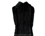 XXS Black Mini Dress - Fun 1960s Faux Fur Sheath - Size 0 Sleeveless 60s Modernist A Line Sheath - Jungle Savage Pin-Up Chic - Bust 34