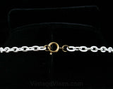 White Infinity Pendant Necklace - 1970s Bright White Enamel - 70s - Chain Link - Medallion Style - Glossy - Summer - Elegant - 42387