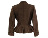 Size 6 Lilli Ann Suit - Shades of Cocoa Brown Silk Blend Suit Jacket & Skirt - Chevrons and Peplum - Late 40s Early 50s Autumn - Waist 25.5