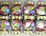 Fiery Orange Rhinestone Bracelet with Pastel Aurora Borealis Tints - Beautiful 1950s 60s Evening Jewelry - 1960s Formal Glamour - 50455