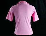 FINAL SALE Girl's Size 14 Polo Shirt - Pink Cotton Striped 1960s Teen Girls Top - Deadstock Summer Childrens Casual 60s Short-Sleeve