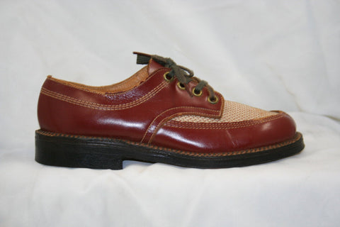 Boys Size 12 Oxford Style Shoes - Authentic 1940s Brown Leather Two Tone 40s Oxfords - Swing Era - Childs Boy's Character Shoes - 41667-2
