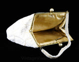 1940s White Evening Bag - Hand Beaded Formal Purse with Cornucopia Motif - 40s 50s Handbag - Icy Pastel Blue & Pink - Horn of Plenty - 48121