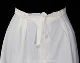 Size 6 Pant Suit - Small 1970s 80s Summer Chic Pantsuit - Breezy Cowl Tank Top & Tailored White Crepe Wide Leg Trouser Set - Waist 25.5