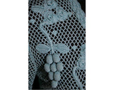 Size 6 Special Cardigan - Turquoise Blue Fishnet Crochet with Grapes Motif - Spring - Fish Net - Hand Crochet - Bust 35.5 - Hip 35.5 - 28285