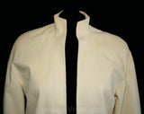 Size 6 Ivory Jacket - Mod 1970s Ultra-Suede Open Front Jacket - Small Modernist Blazer - Bust 38 Hip 36 - Designer Samuel Robert - 28586