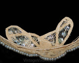 1950s Bridal Wedding Crown - Vintage Tiara Headpiece - Pearly White Pearlescent Beads & Sequins - Elegant 50s Princess Style Head Piece