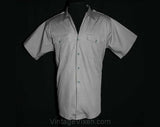 XL Mens 50s Security Guard Gray Cotton Uniform Shirt - Men's 1950s Workwear Short Sleeved Top - Epaulets - Flap Pockets - Chest 48 - 39587-2